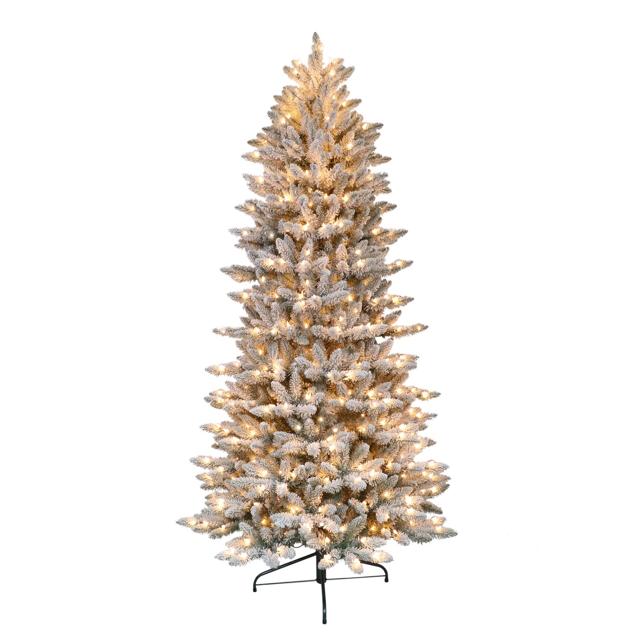 CC Christmas Decor Pre-lit Slim Flocked Fraser Fir Artificial Christmas Tree - 4.5’ - Clear Lights